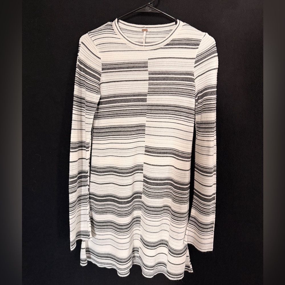 Free People Rave On White Striped Knit Long Sleeve